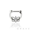 ROUND BEZEL CZ LOTUS SEPTUM HINGED CLICKER